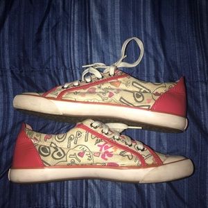 Coach pink graffiti Shoes and matching makeup bag